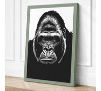 Gorilla Confrontation Modern Canvas Wall Art Print 18x12 Inch (46 x 30 cm)