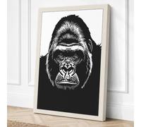 Gorilla Confrontation Modern Canvas Wall Art Print 24x16 Inch (61 x 41 cm)