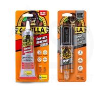 Gorilla Contact Adhesive 1x75g & Epoxy 25ml Set - Strong, Water-Resistant Adhesives for Wood, Metal & More