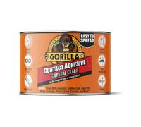 Gorilla Contact Adhesive Crystal Clear 250ml Tin - 2 Pack - Fast-Drying, Waterproof Adhesive for Large Surfaces