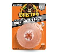 Gorilla Crystal Clear Mounting Tape (25mm x 3.8m) - 2 Pack - Heavy-Duty Double-Sided Adhesive Tape
