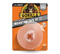 Gorilla Crystal Clear Mounting Tape (25mm x 3.8m) - 20 Pack - Heavy-Duty Double-Sided Adhesive Tape