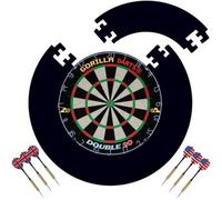 Gorilla Darts Double 20 Dartboard & Eva Puzzle Dartboard Surround Set Blue + Free Darts (Black)