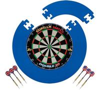 Gorilla Darts Double 20 Dartboard & Eva Puzzle Dartboard Surround Set Blue + Free Darts (Blue)