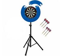 Gorilla Darts Double 20 Dartboard Puzzle Surround Set & Arrow Pro Tripod Stand (Blue)