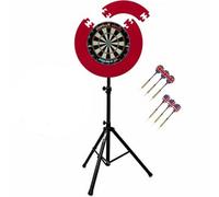 Gorilla Darts Double 20 Dartboard Puzzle Surround Set & Arrow Pro Tripod Stand (Red)