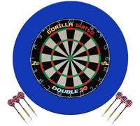 Gorilla Darts Double 20 & PU Dartboard Surround Plain Set + Free Darts (BLUE)