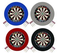 Gorilla Darts Double 20 & PU Dartboard Surround Plain Set + Free Darts (GREY)