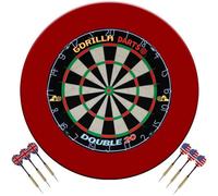 Gorilla Darts Double 20 & PU Dartboard Surround Plain Set + Free Darts (RED)