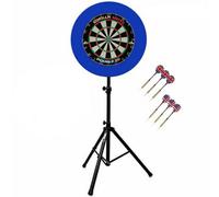 Gorilla Darts Set Double 20 Dartboard PU Plain Surround Arrow Pro Tripod Stand (Blue)