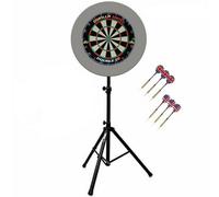 Gorilla Darts Set Double 20 Dartboard PU Plain Surround Arrow Pro Tripod Stand (Grey)