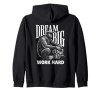 Gorilla Dream Big Work Hard Motivational Hustle Zip Hoodie