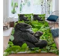 Gorilla Duvet Cover King Size Animal Bedding Quilt Cover 3 Pcs, 3D Jungle Print Reversible Bedding Set Ultra Soft Brushed Microfiber Bed Set Bedroom Decor, 2 Pillowcases b1613