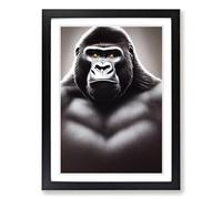 Gorilla Eyes Framed Wall Art Print A2 Black