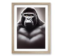 Gorilla Eyes Framed Wall Art Print A2 Oak