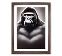 Gorilla Eyes Framed Wall Art Print A2 Walnut