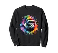 Gorilla Face Art - Rainbow Wildlife in Watercolour Style Sweatshirt