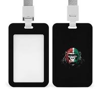 Gorilla Face Italian Flag Push-Pull ID Badge Holder Vertical Clear Holders with Lanyard Key Card Work Clip for Office Men Women