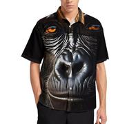 Gorilla Face Men's Button Down Short Sleeve T-Shirt Casual Summer Beach Tee 3XL