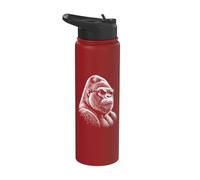 Gorilla Face Monkey Angry Growling Scary Silverback Gorilla Stainless Steel Insulated Water Bottle