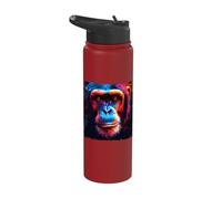 Gorilla Face Monkey Angry Growling Scary Silverback Gorilla Stainless Steel Insulated Water Bottle
