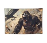Gorilla Fighting Airships War Funny Tapestry Backdrop Tapestries Aesthetic Wall Hanging Decor for Bedroom Living Room