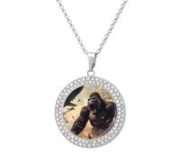 Gorilla Fighting Airships War Personalized Picture Necklace Photo Pendant Custom Memorial Jewelry for Women