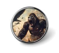 Gorilla Fighting Airships War Round Lapel Pins Button Brooch Pin Badge Clothes Accessories for Men Women