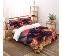 Gorilla Flame Bedding Set Theme Bedspread Animal Theme Wildlife Duvet Cover Set Chic Breathable Quilt Cover for Boys&Girls with Pillowcase Super King(260x220cm)