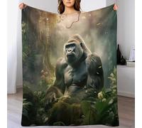 Gorilla Fleece Blanket Throw, Machine Washable Flannel Plush Throw Blanket for Bed Couch Sofa Chair, for Kids Boys Girls, 130×180cm
