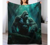 Gorilla Fleece Blanket Throw, Machine Washable Flannel Plush Throw Blanket for Bed Couch Sofa Chair, Super Soft Fuzzy Cozy Printed Blanket for Kids Boys Girls,（150×200cm）