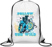 Gorilla Follow The Wild Peace Sign Gym Sack Casual Drawstring Bag White