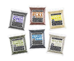 Gorilla Food Co. Super Seed Mixed Combo Pack - Chia, Flax, Sesame, Pumpkin, Poppy & Sunflower Seeds (6 x 200g)