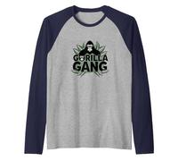 Gorilla Gang: Fierce Primate Crew for Nature Lovers Raglan Baseball Tee, Men, Navy/Athletic Heather, M