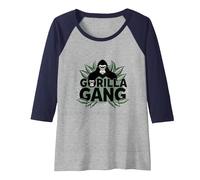 Gorilla Gang: Fierce Primate Crew for Nature Lovers Raglan Baseball Tee, Women, Navy/Athletic Heather, XXL