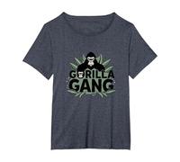 Gorilla Gang: Fierce Primate Crew for Nature Lovers T-Shirt, Women's Plus, Heather Blue, 6X