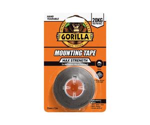 Gorilla Glue 114791 Max Strength Indoor Mounting Tape 25Mm X 1.5M Black
