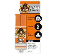 Gorilla Glue Epoxy, Dries Clear, Gap Filling, Indoor & Outdoor, Water Resistant, 5 Minute Set, Dries Clear Transparent, 0.85oz/25mL, (Pack of 1) 4200602