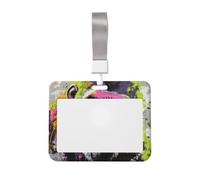 Gorilla Graffiti Sliding Id Badge Holder Hard Plastic Work Card Case Name Tag Protector for Nurses Office