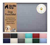 GORILLA GRIP 100% Waterproof Raised Edge BPA Free Silicone Pet Feeding Mat, Dog Cat Food Mats Contain Spills Protects Floors, Placemats for Cats and Dogs Water Bowl, Pets Accessories 23x15 Gray