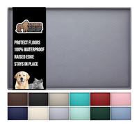 Gorilla Grip 100% Waterproof Raised Edge BPA Free Silicone Pet Feeding Mat, Dog Cat Food Mats Contain Spills Protects Floors, Placemats for Cats and Dogs Water Bowl, Pets Accessories 23x15 Gray