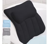 GORILLA GRIP Bath Pillow for Tub, 6 Strong Suction Cups, 4D Mesh, Black