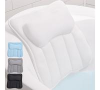 GORILLA GRIP Bath Pillow for Tub, 6 Strong Suction Cups, 4D Mesh FlexComfort Headrest for Neck, Head and Back Support, Luxury Machine Washable Pillows, Bathtub Accessories, Spa Gifts for Women, White