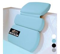 GORILLA GRIP Bath Pillow for Tub, Improved Suction Cups, Luxury Bathtub Pillows, Headrest for Neck and Back Support, Relaxing Home Spa, Hot Tubs and Bathroom Essentials, Gifts for Women, 3 Panel Blue