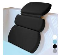 GORILLA GRIP Bath Pillow for Tub, Improved Suction Cups, Luxury Bathtub Pillows, Headrest for Neck and Back Support, Relaxing Home Spa, Hot Tubs and Bathroom Essentials, Gifts for Women, 3 Panel Black