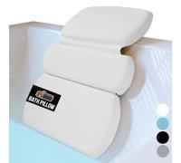 GORILLA GRIP Bath Pillow for Tub, Improved Suction Cups, Luxury Bathtub Pillows, Headrest for Neck and Back Support, Relaxing Home Spa, Hot Tubs and Bathroom Essentials, Gifts for Women, 3 Panel White