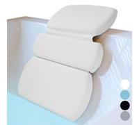 GORILLA GRIP Bath Pillow for Tub, Improved Suction Cups, Luxury Bathtub Pillows, Headrest for Neck and Back Support, Relaxing Home Spa, Hot Tubs and Bathroom Essentials, Gifts for Women, 3 Panel White