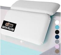 GORILLA GRIP Bath Pillow for Tub, Strong Suction Cups, Luxury Bathtub Pillows, Headrest Neck and Back Support, Relaxing Hot Tub and Home Spa Accessories, Bathroom Essentials, Gifts for Women, White