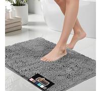 Gorilla Grip Bath Rug Mat 30x20, Thick Soft Absorbent Chenille, Quick Dry Microfiber Mats, Rubber Backing Machine Washable Shower Floor Rugs, Bathmat Runner, Bathroom Home Decor Accessories, Grey