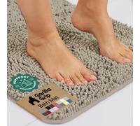 GORILLA GRIP Bath Rug Mat for Bathroom, Absorbent Chenille 24x17 Gray Beige